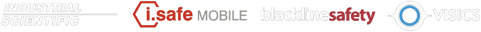 Loghi dei partner Industrial Scientific, i.safe MOBILE, Blackline Safety e VISICS